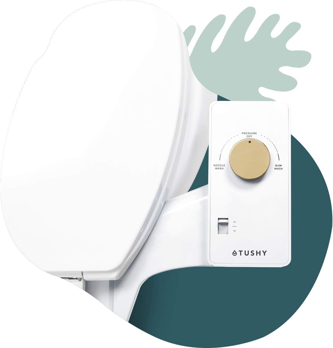 TUSHY Classic Bidet Toilet Seat Attachment – Modern Sleek Design – Fresh Clean Water Sprayer – Non-Electric Self Cleaning Adjustable Nozzle (White/Bamboo Knob) - - 