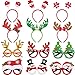 Boao 12 Pieces Christmas Headbands and Glasses Frame for Christmas and Holiday Party Fancy Hair Band Hats Photo Booth Props