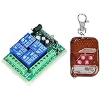Mintbon 12V 4 Channel Wireless Remote Control Receiver Momentary Switch