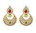Touchstone Indian bollywood multicolor chaand bali moon jewelry earrings in antique gold tone for women