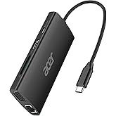 Acer USB C Hub with 4K HDMI, 9-in-1 USB C to Ethernet Adapter, 5Gbps USBA 3.0 Docking Station, VGA Splitter, SD Card Reader, PD 100W Charging for MacBook, Acer, Laptops, Surface and More (Black)