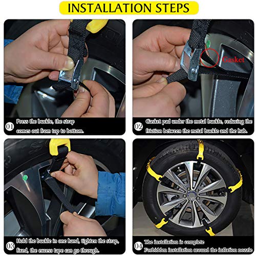 Tire Snow Chains, Emergency Snow Chains for Car/Suvs/Trucks/Pickups, Adjustable Tire Chain, 10 Pack
