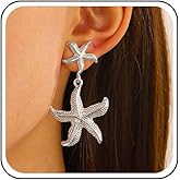 Iaceble Vintage Starfish Dangle Earrings Gold Starfish Stud Earrings Sea Star Drop Earrings Exaggerated Starfish Earrings Summer Beach Earrings Jewelry for Women