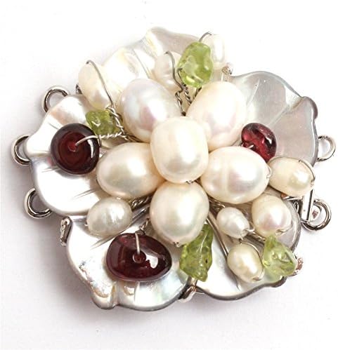 GEM-inside 1Piece Pearl Clasps 3-Strands 40mm Natural Shell Carved Flower Fresh Water Pearl Clasp For Jewellry Making Necklace Bracelet Jewelry Making (CA0233)