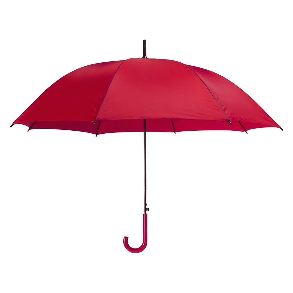 eBuyGB Pack of 4 Automatic Opening Plastic Crook Curved Handle Wedding Umbrella Coloured Rainproof for Men, Women, Kids, Unisex, Bridal Brolly - Red 41.5 Inch / 105cm Span 82cm Length