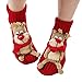 Christmas Winter Indoor Floor Socks 3d Cartoon Animal Non-Skid Household Thick Knit Socks for Women (Red Deer)