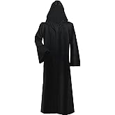 Fvellix Black Hooded Cloak for Adult - Unisex Halloween Costume Vampire Witch Cape Wizard Robe Gothic Cosplay Cloak with Hood