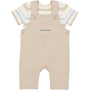 Calvin Klein Baby Boys' Bodysuit and Overalls, 2-Piece Set | Calvin Klein Overalls and Body Suit set, comfy for any weather a