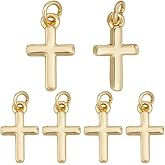 Beebeecraft 1 Box 20Pcs 18K Gold Plated Cross Charms Mini Crucifix Pendant Christ Jesus Dangle Charm for Jewelry Making Bracelet Earring Necklace DIY Crafts Supplies, 12.5x8x1.5mm