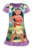 AOVCLKID Moana Comfy Loose Fit Pajamas Girls Printed Princess Dress (Purple,120/4-5Y)