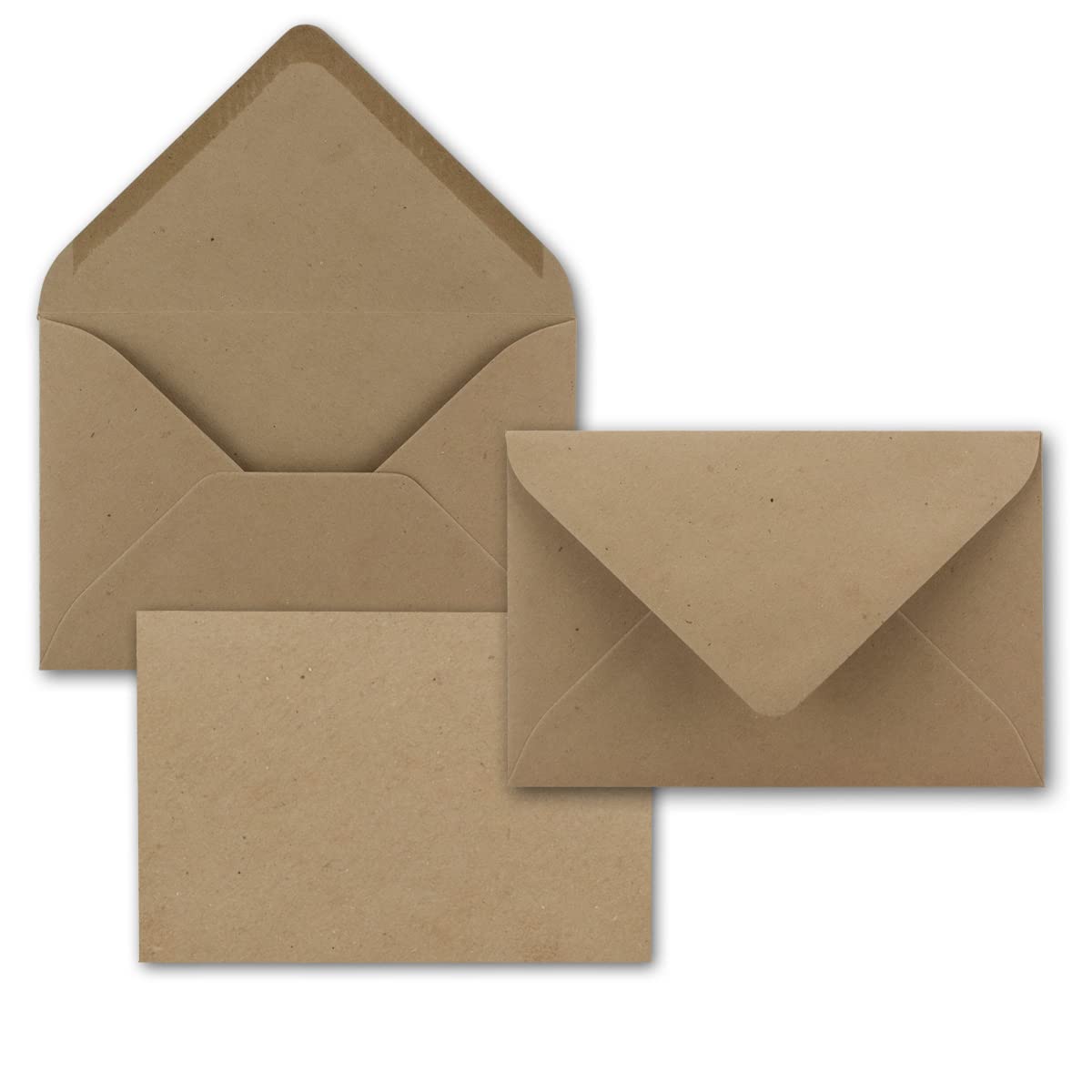 Kraft paper envelopes - Brown - 75 pieces - DIN B6 format 125 x 185 mm - 120 grams per m² - Larger than DIN B6 for thick folding cards - Wet gluing - ideal for Christmas and invitations