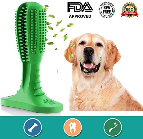 Instamate Dog Toothbrush Dental Care Brushing Stick, Dog Teeth Cleaning Toys Use Nontoxic Natural Rubber Bite Resistant for Your Baby Dog (Green)