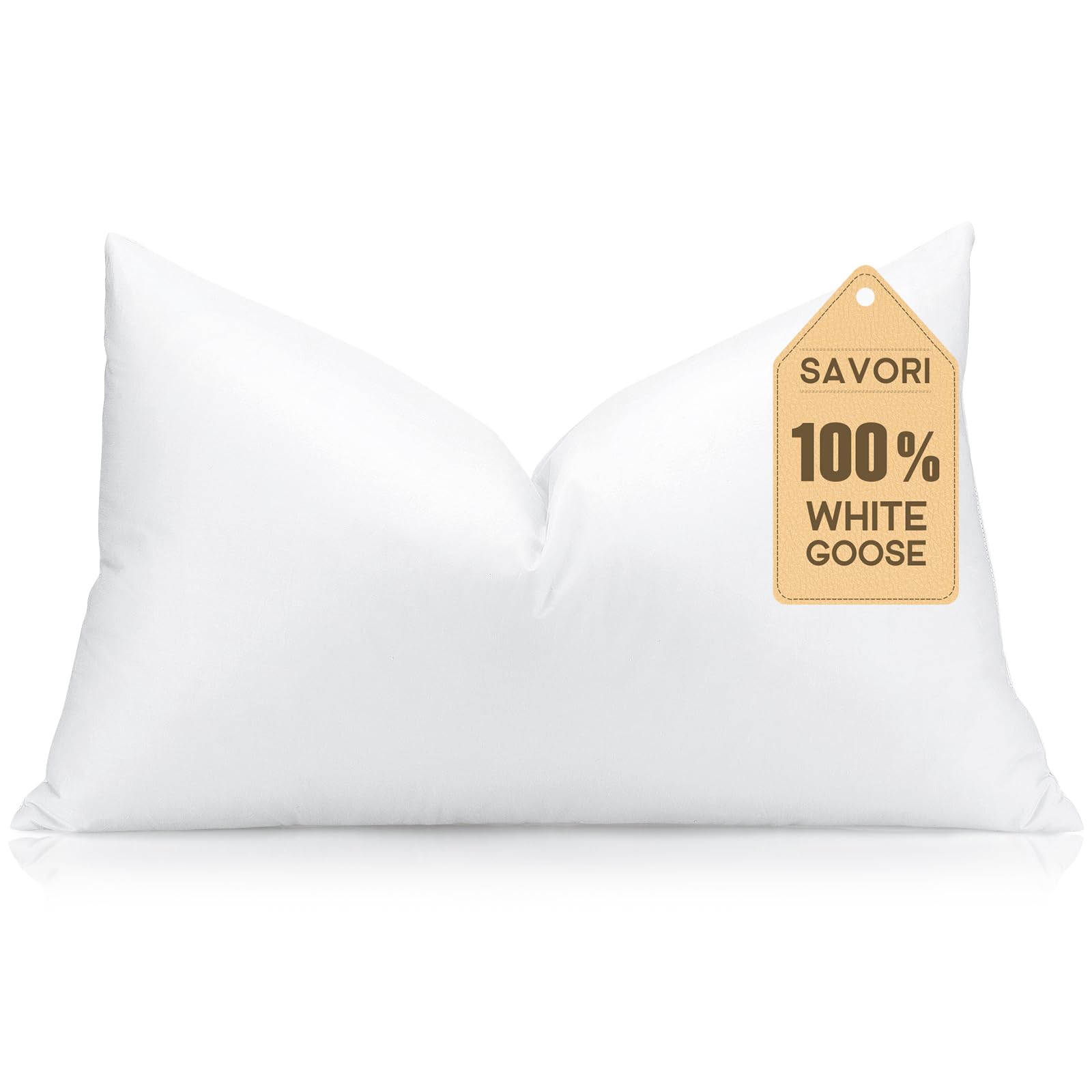 Photo 1 of SAVORI Down Feather Throw Pillow Inserts 12x20 Euro Pillow Inserts, Soft Fluffy Throw Pillows with Cotton Cover, Decorative Throw Pillows for Couch Sofa Bed-White