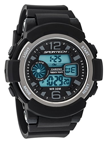 Unisex Watches by Sportech - Black and Silver Digital Sport Watch - Make Every Second Count - SP12004
