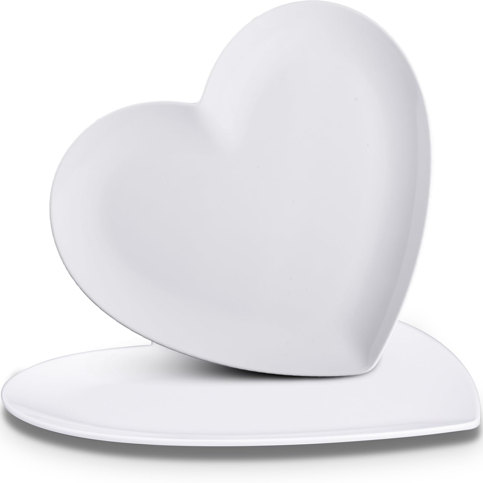 Photo 1 of FillTouch 2 Pcs 9.5 Inch Heart Shaped Melamine Plates Dinner Plates Heart Dinnerware Dishes for Valentines, Birthdays, Bridal Showers, Baby Showers (White)