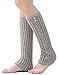 Womens Cable Knit Leg Warmers Long Knee High Knitted Crochet Boot Cuffs Button Socks