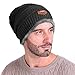 JustOneStyle Men Soft Stretch Cable Knit Lined Thick Warm Winter Wool Slouchy Beanies Hat (E-Black)
