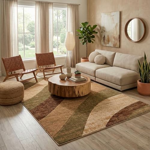 Well Woven Good Vibes Cecilia Multi Color Brown 7'10" x 9'10" Modern Area Rug f…