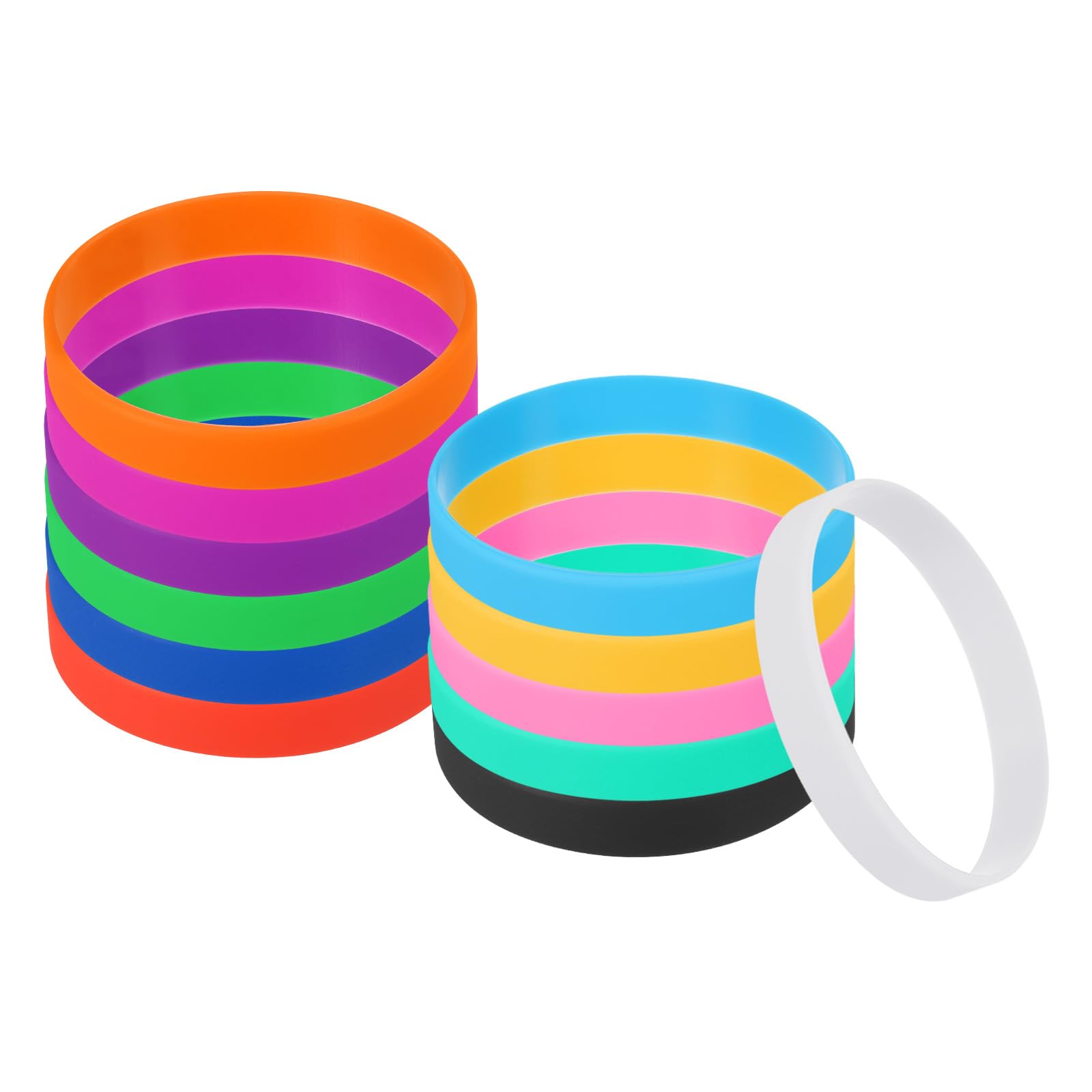PATIKIL Silicone Bracelets, 12 Pack Rubber Elastic Colored Blank Wristbands Stretch Sports Bands for Adults Teen Sports Team Games, Multicolored