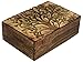 SAAGA Multipurpose Decorative Wooden Jewelry Trinket Holder Keepsake Storage Box with Tree of Life Carving/Handmade : 10x7 inches (LxB)