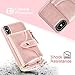 LAMEEKU Wallet Case Compatible with iPhone Xs Max, iPhone Xs Max Wallet Case Card Holder Leather Case with Wrist Chain Crossbody Strap Zipper Case for iPhone Xs Max, 6.5 inches-Rose Gold