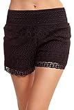 ToBeInStyle Women's Cross-Over Lace Shorts - Black - Large