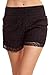ToBeInStyle Women's Cross-Over Lace Shorts - Black - Large