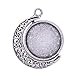 15pcs 25mm Antique Silver Moon Round Pendant Rotation Trays Cameo Setting Cabochon Dome for Crafting DIY Jewelry Making (11473-25mm)
