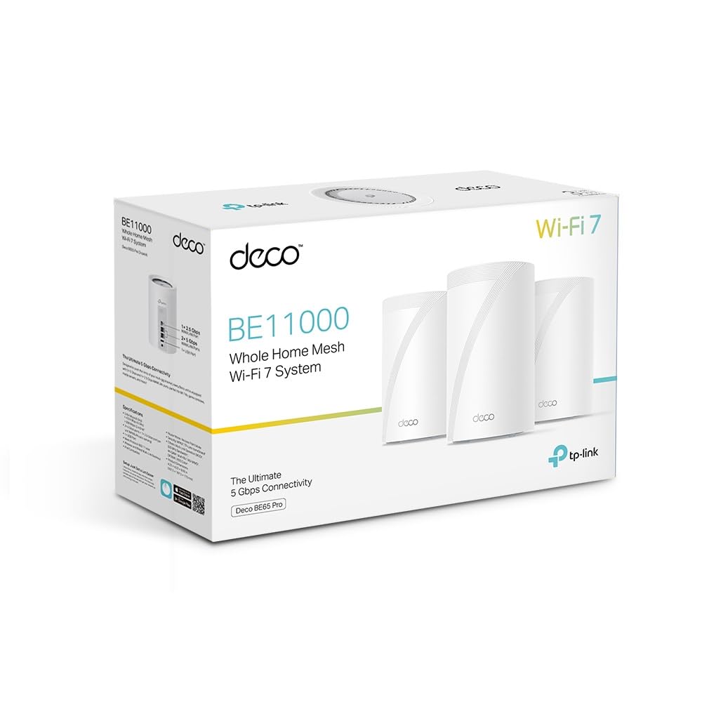 TP-Link Deco BE65 Pro Wi-Fi 7 Mesh WLAN Set(3er-Pack), Tri-Band BE9300 Router & Repeater, 2 × 5G-Port + 1 × 2,5G-Port pro Einheit, USB 3.0, MLO, WPA3, empfohlen für Haushalte mit 5–6 Schlafzimmern 8