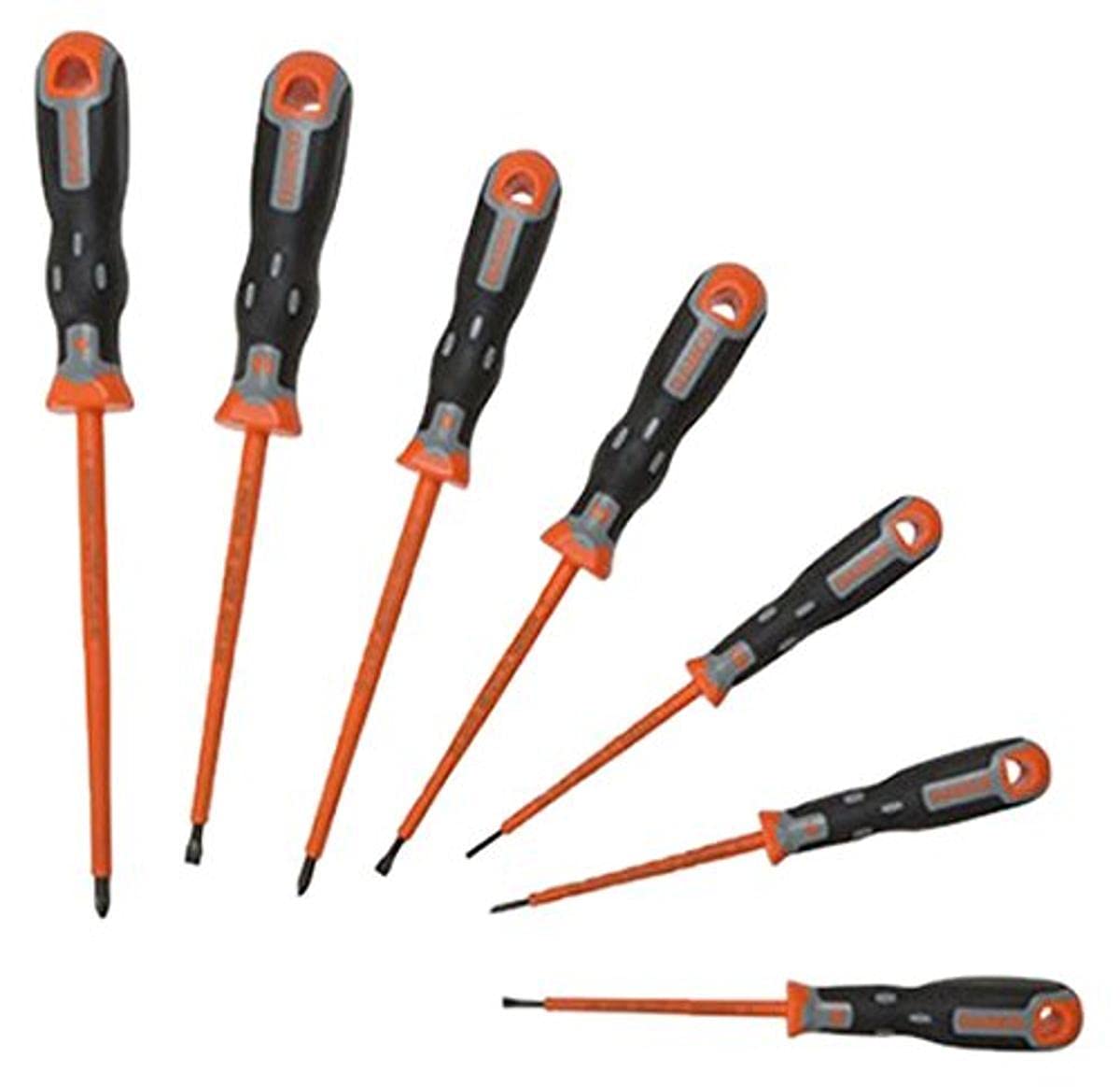 Bahco 202.032 Tekno+ VDE Insulated Safety Screwdriver Set, 7 Pieces