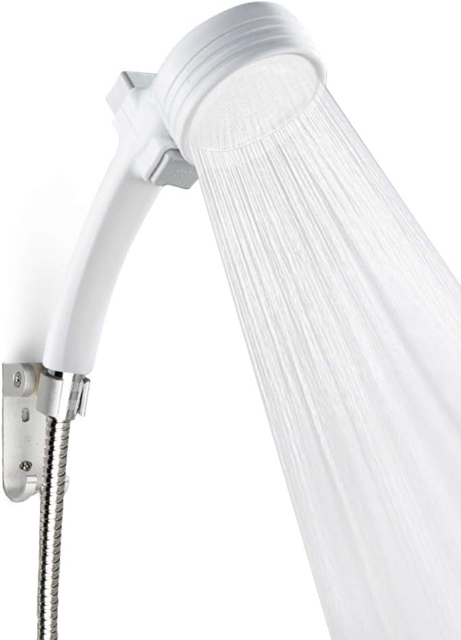 CherryKelly Japanese Booster SPA Handheld Shower Head - A Key Stop The Water with Switch - White