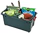 IRIS USA Plastic Storage Boxes, Heavy-Duty Utility Storage Totes with Durable Lid and Secure Latching Buckles, Garage and Outdoor, Green/Gray, 4 Pack