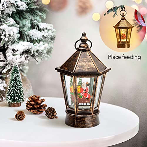 [Upgraded 2022] Christmas Snow Globe Lantern with Snowman, Battery Operated Lighted with Swirling Water Glittering Globe, Xmas Home Decor Tabletop Lanterns for Christmas Decoration and Gift
