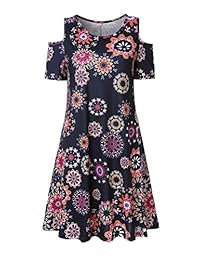 Bolomi Vestido sin mangas con cuello en V y estampado floral, sin mangas, con bolsillos