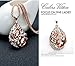 Calors Vitton Rose Gold Plated Flower Water Drop Crystal Long Sweater Chain Pendant Necklace peach pink 11
