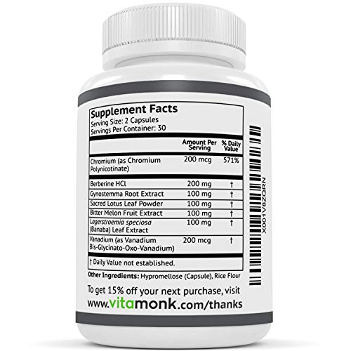 GlucoCellTM Blood Sugar Support Supplement - Supports Longevity, Crushes Brain Fog and Fights Fatigue - Support Healthy Weight Loss, Mood and Blood Sugar Levels Even After Carbs - Vitamonk Supplements - Thumbnail 6