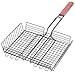 Charcoal Companion Non-Stick Rectangle Grilling Basket with Rosewood Handle