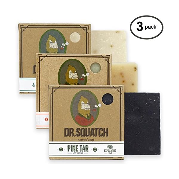 Dr. Squatch All Natural Bar Soap for Men, 3 Bar Variety Pack, Pine Tar