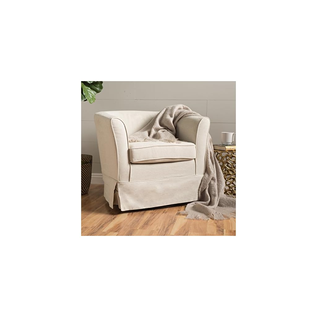 Christopher Knight Home Cecilia Swivel Chair With Loose Cover, Natural