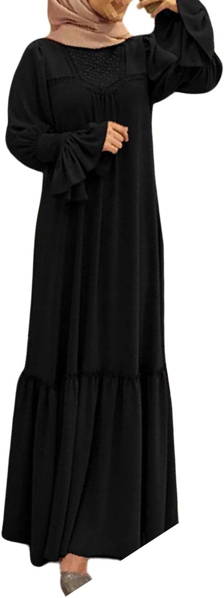 Sankt Women Dubai Style Bell Sleeve Traditional Islamic Muslim Eid Abaya Dress