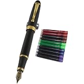 Gullor Jinhao 450 Normal nib Fountain Pen Black with 5 color Ink Cartridges