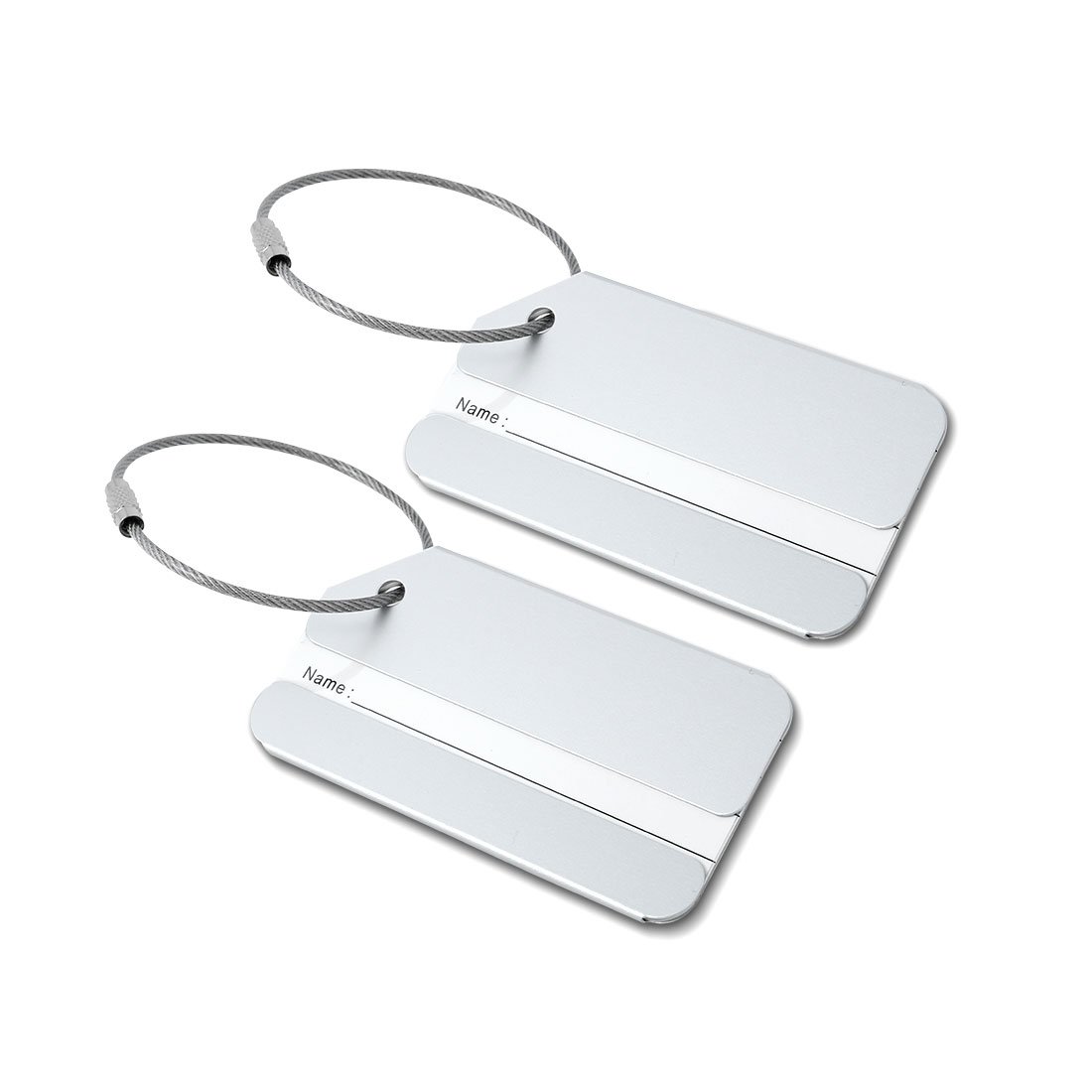 Sourcingmap Luggage Tags,Metal Travel Tags Luggage Identifier Card Holder Name Address ID Labels for Baggage Suitcases,Silver Tone,2 Pack