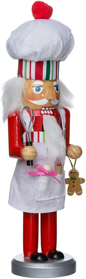 Nutcrackers - Kurt Adler Rosy Red Baking Nutcracker Chef 10 inch Wood Decorative Tabletop Figurine