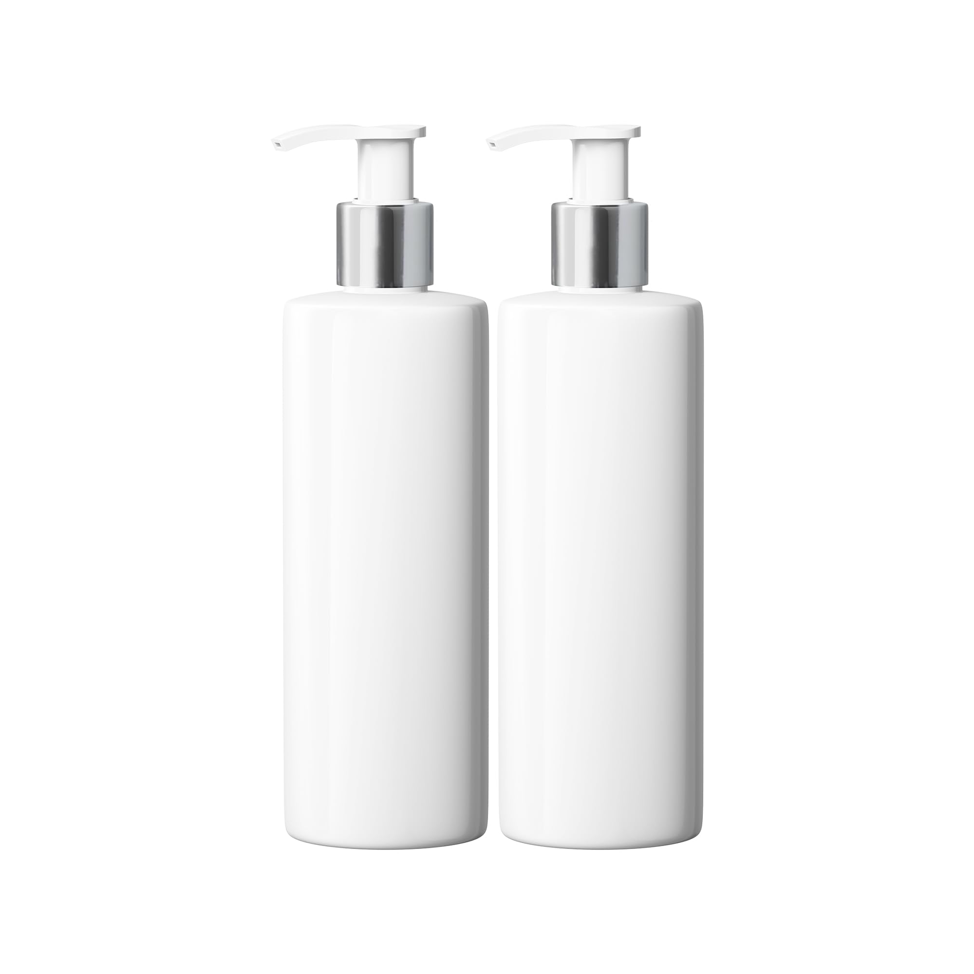 Mrs Hinch Customisable DIY Refillable Bathroom Hand Lotion Pump - 500ml White PET Plastic Bottle with Silver/White Lotion Pump (2)