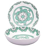 Set 2 Soup Bowls Pasta Salad Plates, 37 Ounce Each, Hand Made Porcelain, Mint Blue, Large