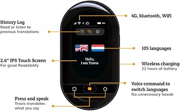 Lbb Nueva Version Traductor De Voz 155 Idiomas Pantalla Tactil Traduccion En Linea Wifi Bluetooth 4g Smart Translator Amazon Es Electronica