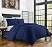 Zen Bamboo Ultra Soft 3-Piece Rayon Derived From Bamboo Duvet Cover Set - Hypoallergenic and Wrinkle Resistant - Full/Queen - Navy Blue