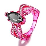 Pink Style 2017 New 1 piece Black & 44 pieces White Zircon Prong Setting Ring