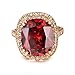 Yoursfs Big Stone Rings For Women Round Red Created Ruby 18K Rose Gold Plated Women's Ring Size 5.5