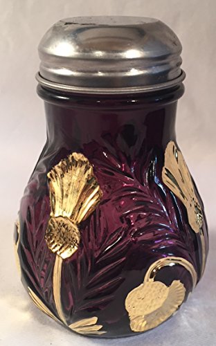 Sugar Shaker Dispenser Inverted Thistle Pattern Mosser Glass (Amethyst Handpainted)